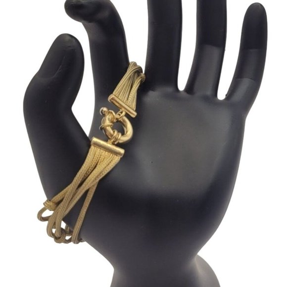 Gold Sterling Silver Multi-Stranded Knotted Rope Itaor Italy Bracelet - Picture 4 of 6